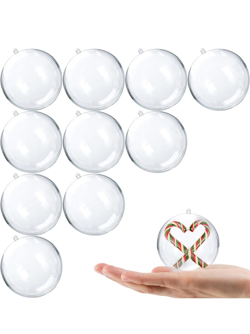 Clear Fillable Round Ornaments — Transparent DIY Holiday Decorations (Set of 12)